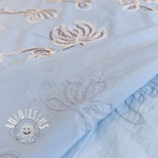 Tissu coton EMBROIDERY Loom En Light baby blue