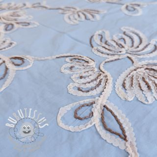 Tissu coton EMBROIDERY Loom En Light baby blue