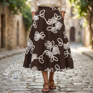 Tissu coton EMBROIDERY Loom En Light brown