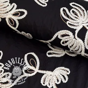 Tissu coton EMBROIDERY Loom En Light black
