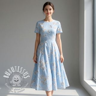 Tissu coton EMBROIDERY Loom En Light baby blue