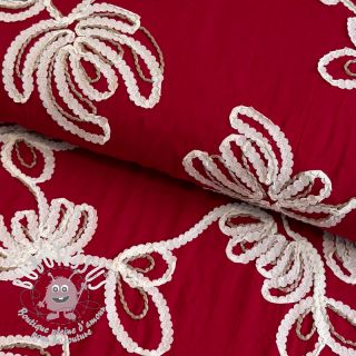 Tissu coton EMBROIDERY Loom En Light red