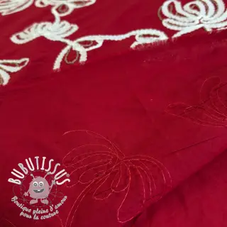 Tissu coton EMBROIDERY Loom En Light red