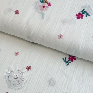 Tissu double gaze/mousseline EMBROIDERY Flowers MIA camel
