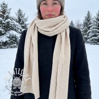 Tissu maille tricot Angora honey off white