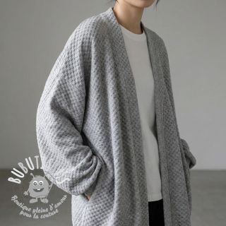 Tissu maille tricot Angora honey light grey