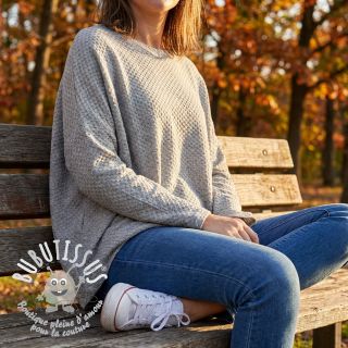 Tissu maille tricot Angora honey light grey