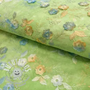 Tissu coton TIE DYE EMBROIDERY Poppy design V
