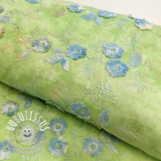 Tissu coton TIE DYE EMBROIDERY Poppy design V