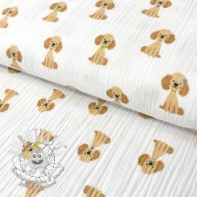 Tissu double gaze/mousseline Dogs white digital print