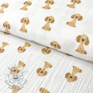 Tissu double gaze/mousseline Dogs white digital print