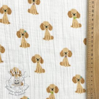 Tissu double gaze/mousseline Dogs white digital print