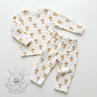 Tissu double gaze/mousseline Dogs white digital print