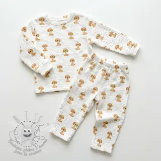 Tissu double gaze/mousseline Dogs white digital print