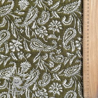 Tissu déco jacquard Mumbai allover kaki