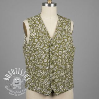 Tissu déco jacquard Mumbai allover kaki