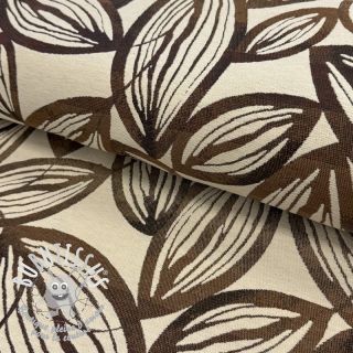 Tissu déco jacquard Folia chocolat
