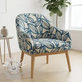 Tissu déco jacquard Folia bleu