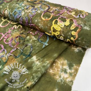 Tissu coton TIE DYE EMBROIDERY Elise tape design A