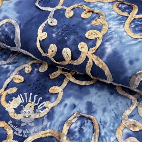 Tissu coton TIE DYE EMBROIDERY Elise tape design D