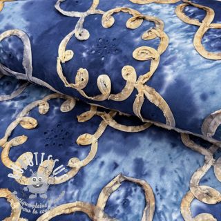 Tissu coton TIE DYE EMBROIDERY Elise tape design D