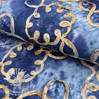 Tissu coton TIE DYE EMBROIDERY Elise tape design D