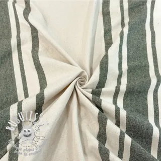 Tissu déco Bernadette stripe kaki