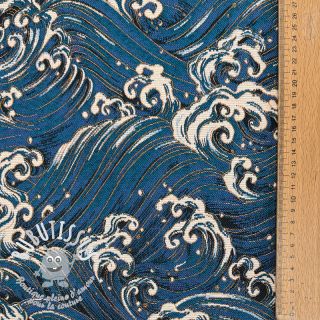 Tissu déco jacquard Swell allover bleu