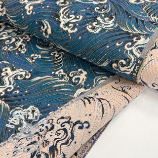 Tissu déco jacquard Swell allover bleu