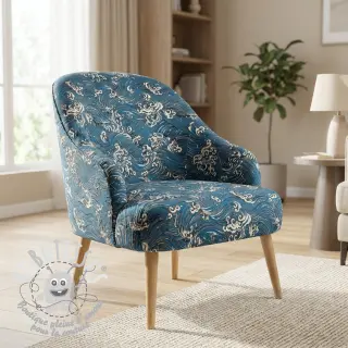 Tissu déco jacquard Swell allover bleu
