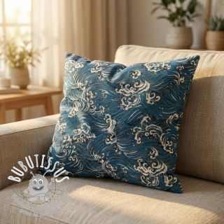 Tissu déco jacquard Swell allover bleu