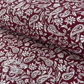 Tissu déco jacquard Mumbai allover bordeaux