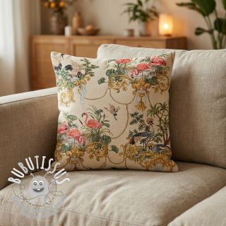 Tissu déco GOBELIN premium Flamingo Luxury