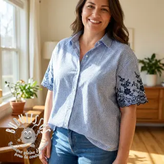 Tissu coton CHECKS ONE-SIDE BORDER blue