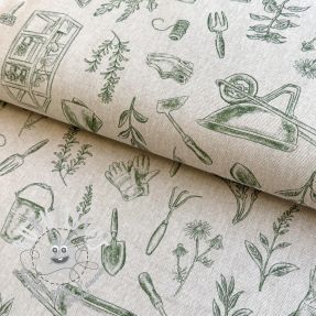 Tissu déco Linenlook Garden Plant Tool digital print