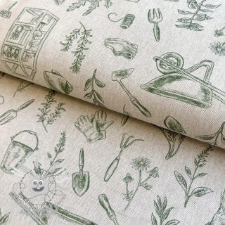 Tissu déco Linenlook Garden Plant Tool digital print