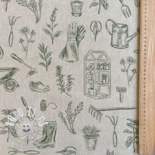 Tissu déco Linenlook Garden Plant Tool digital print