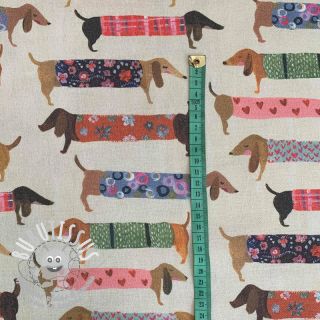 Tissu déco premium Family Dachshund digital print