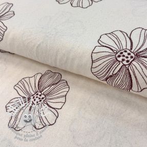 Viscose lin EMBROIDERY Flower Maya natural