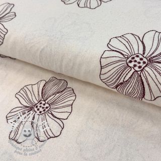 Viscose lin EMBROIDERY Flower Maya natural