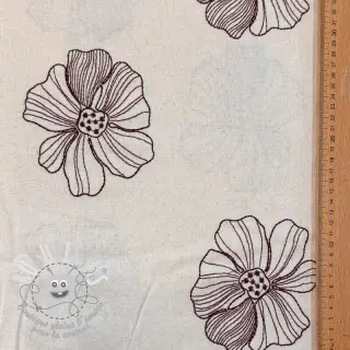 Viscose lin EMBROIDERY Flower Maya natural