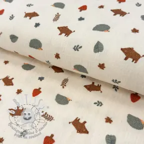 Tissu double gaze/mousseline Forest animals ORGANIC SIMPLY NATURAL