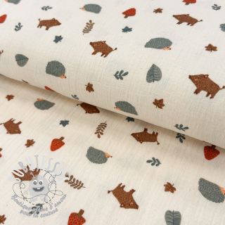 Tissu double gaze/mousseline Forest animals ORGANIC SIMPLY NATURAL