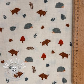 Tissu double gaze/mousseline Forest animals ORGANIC SIMPLY NATURAL