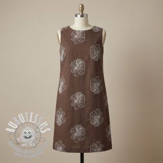 Viscose lin EMBROIDERY Flower Maya brown
