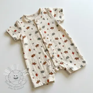 Tissu double gaze/mousseline Forest animals ORGANIC SIMPLY NATURAL