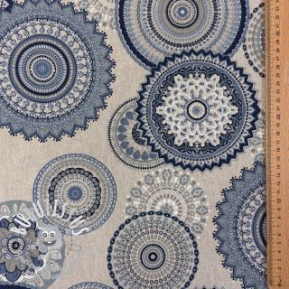 Tissu déco Linenlook premium Geometric mandala