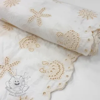 Tissu coton EMBROIDERY Sea ornaments white