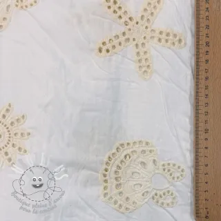 Tissu coton EMBROIDERY Sea ornaments white