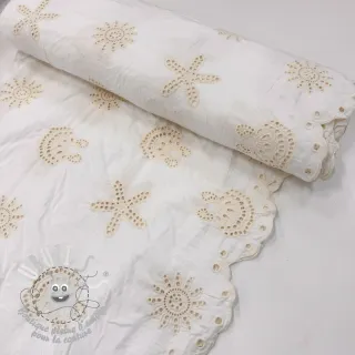 Tissu coton EMBROIDERY Sea ornaments white